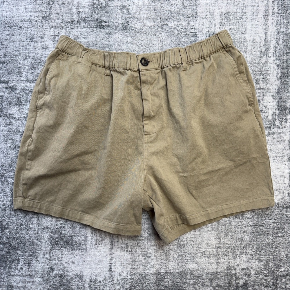 Cove USA Shorts Men 38 5" Khaki Elastic Waist Stretch Cotton Twill Casual Travel